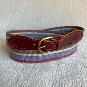 Vtg. Striped Multicolor Belt with Gold Buckle